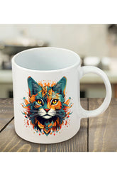 Kedili Kupa Bardak - Seramik Çay, Kahve Hediyelik Bardağı